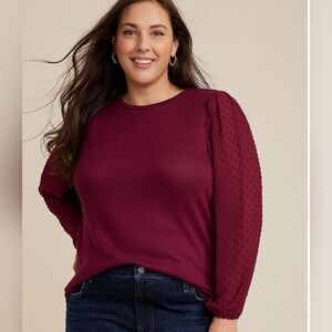 Maurices Clip Dot Sleeve Top Plus Size 3X